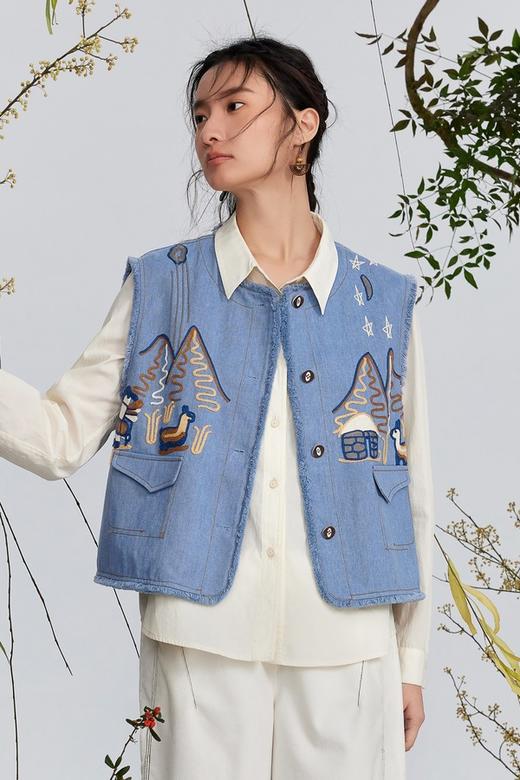 ANSUABEL 超百搭刺绣叠穿洋气马甲外套 21836 商品图0