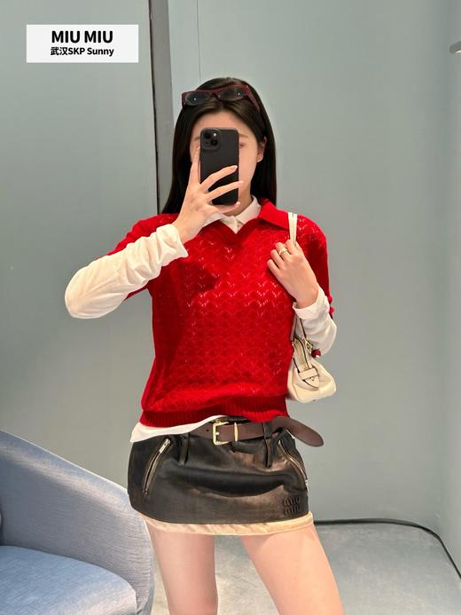 只可换码！不可退！缪缪 26Ss早春新款 红色山羊绒针织POLO衫（DQJ*MM） 商品图8