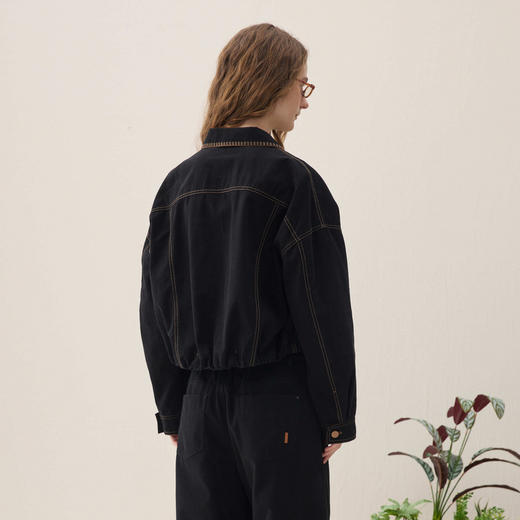 谜底牛仔外套长袖2026年春季新品黑色百搭大口袋酷感女261MW0228 商品图2