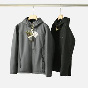 户外防风防泼水秋冬男士休闲加绒软壳连帽夹克潮
