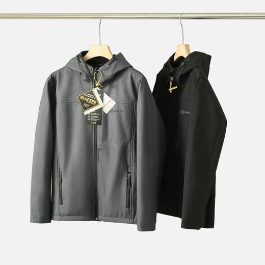 户外防风防泼水秋冬男士休闲加绒软壳连帽夹克潮 商品图0