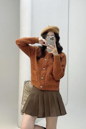 amadella 高级感棕色小香风开衫外套 21828