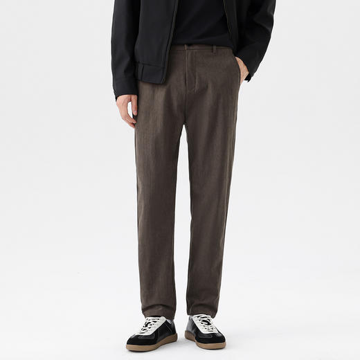 GXG男装秋季轻商务经典纯色百搭西裤日常通勤男式直筒休闲裤K&C 商品图9