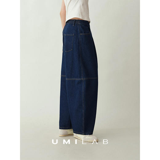 UMILAB｜畅游*藏肉神裤 100%棉松紧腰松弛显瘦茧型牛仔裤OP1321W 商品图1