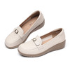 真皮厚底乐福鞋女一脚蹬舒适软底不累脚白色单鞋乐福女鞋6C9317-23 商品缩略图3