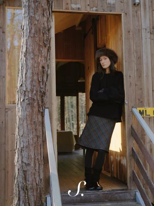 shyshystill/shy202510032/复古厚实羊毛格纹直筒双色中长短款半裙 商品图1