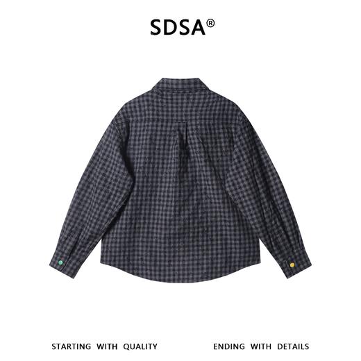 26CS18SDSA男士秋冬新款痞帅男装潮牌小格子磨破菱形格长袖衬衫百搭休闲 商品图5