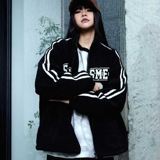 ZC立领美式织带撞边颗粒绒外套51220（黑）冬季 354110070321 商品图0