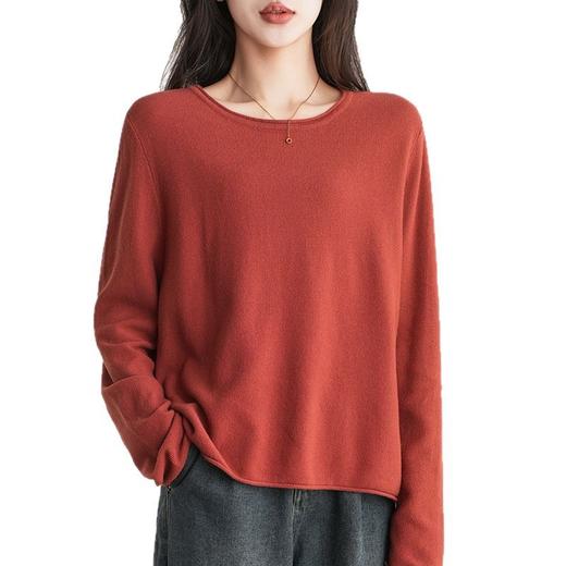 【早春装新款宽松圆领毛衣】套头休闲百搭长袖棉线针织毛衣女 打底线衣毛衣  商品图4