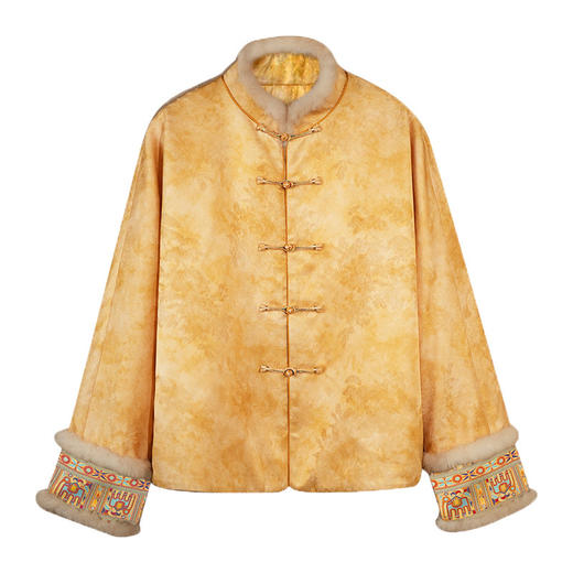 丁摩 新中式国风桑蚕丝国风盘扣加厚棉服XZ698-B 商品图4