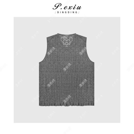 04-1潘依绣丁丁宠粉小众镂空设计V领无袖针织开衫Q7812 商品图1