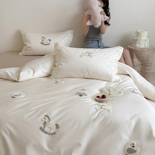 小马报道~ 26新款100S长绒棉四件套卡通小马毛巾绣被套纯棉床单床笠床上用品春 商品图3