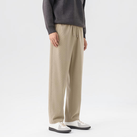 GXG男装26春季时尚松紧腰系绳日常通勤简约百搭直筒男式休闲长裤K&C 商品图9