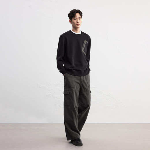 GXG男装25秋季时尚潮流口袋简约百搭运动宽松休闲男式圆领卫衣K&C 商品图4