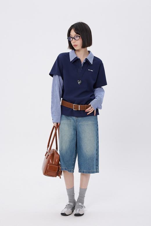 LNNNS 减龄格子休闲假两件POLO衫上衣 21846 商品图2