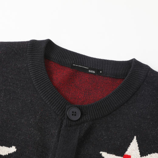 GXG男装秋季时尚复古卡通动物提花针织衫舒适保暖男式开襟毛衣K&C 商品图6