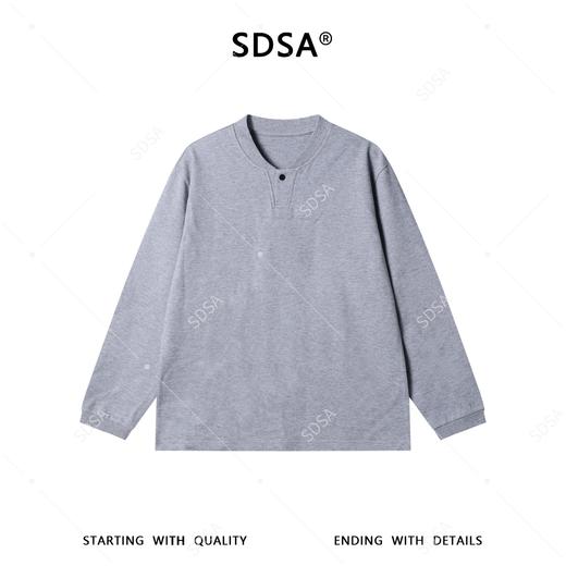 5686011SDSA男士秋冬新款痞帅男装简约纯色亨利领长袖T恤百搭休闲舒适潮 商品图1
