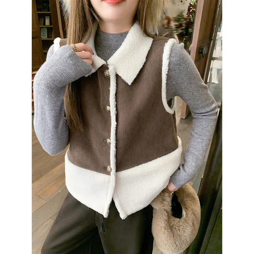 <曾小咸推荐>现货秒杀 ！微信超特价！复古拼接翻领马甲 日常189.99 立减100 秒杀89.99！！ 商品图3