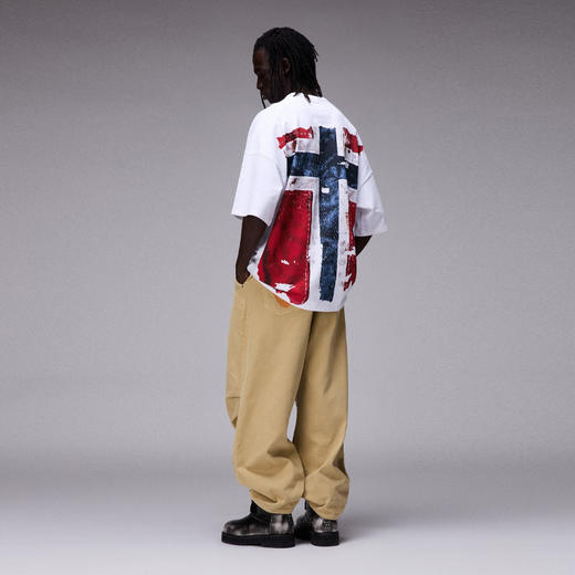 Napapijri 男士徽标印花棉质圆领短袖T恤 白色 NP0A8A6F0021 商品图6