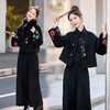 冬装绣花新中式双面呢外套，阔腿两件套（含围巾）HR-ZMFS25916 商品缩略图0
