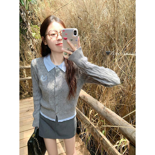 <曾小咸推荐>韩系假两件polo领针织衫 商品图2