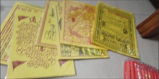 （祭祖7件套）新款车夫力士手工专用纸仿古山水画加厚招财单挂画 商品图3