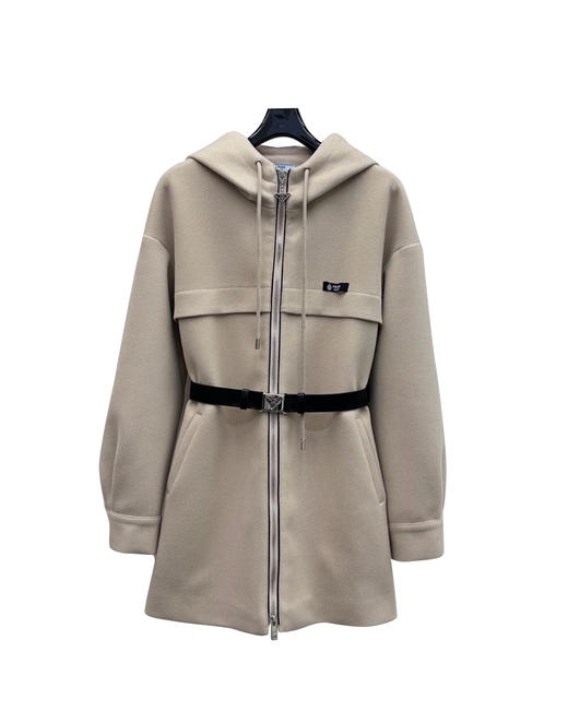 女款毛呢中长款连帽外套zh020 商品图0