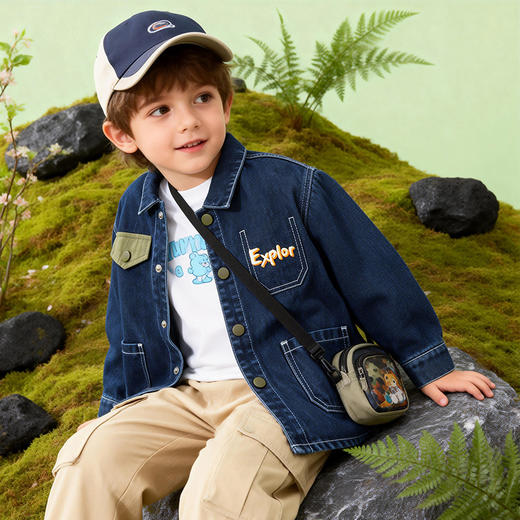 贝贝怡童装儿童牛仔外套长袖复古风上衣2026春季新款男童洋气春装ZB1FS033 商品图3