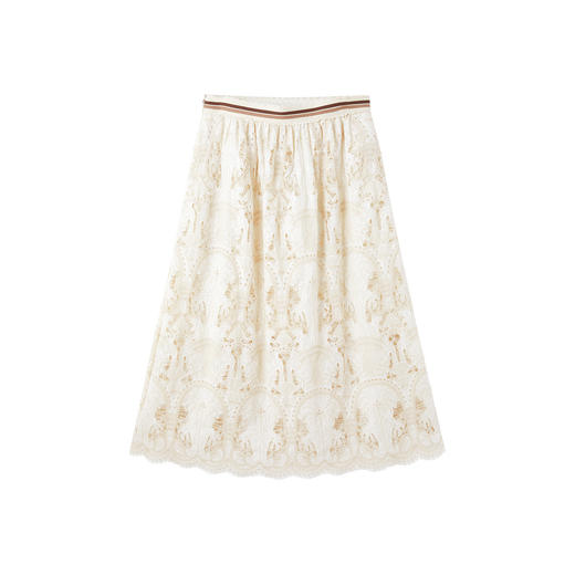 谜底刺绣半裙2026年春季新品宫廷感复古大裙摆中长裙女261MB0261 商品图4