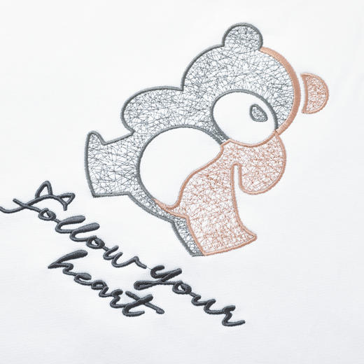 GXG男装【100%棉】26春季卡通刺绣小熊男女同款慵懒风圆领卫衣K&C 商品图4