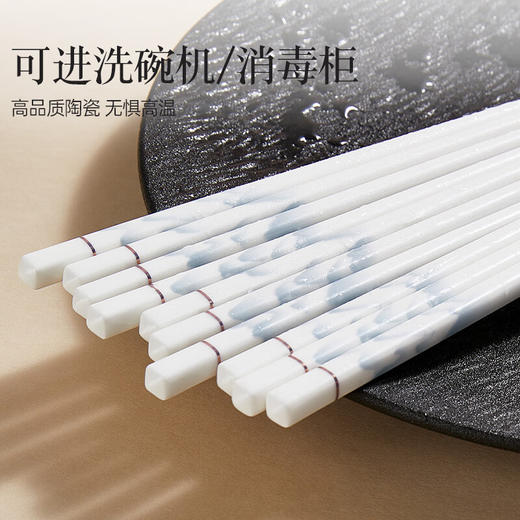 积分免费兑：双枪家用陶瓷筷子食品接触级抗菌防霉 千里江山10双 高档礼盒装 商品图5