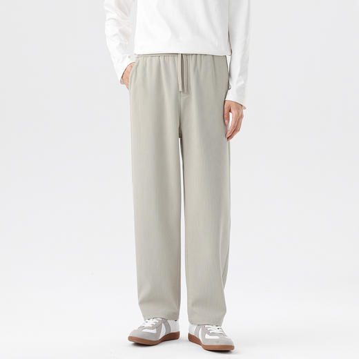 GXG男装秋季时尚松紧腰系绳宽松直筒百搭舒适男式休闲裤K&C 商品图11
