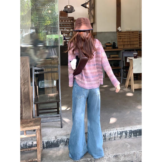 <曾小咸推荐>韩系紫色拼色圆领针织衫女 商品图4