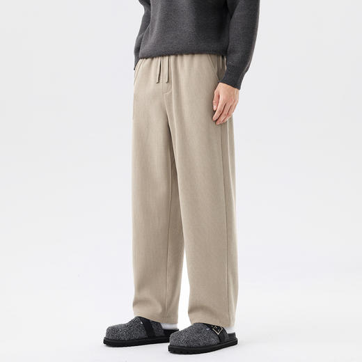 GXG男装秋季时尚松紧腰系绳宽松直筒百搭舒适男式休闲裤K&C 商品图9