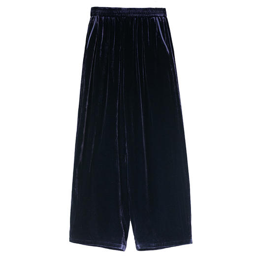 牧衣游原创 丝绒净色休闲长裤新款通勤文艺随性宽松直筒裤 影英 商品图4