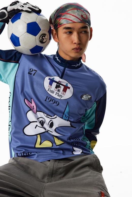 CryingCenter logo小人球衣拉链款蓝色 哭喊中心 商品图2