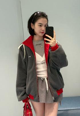 只可换码！不可退！缪缪 25Fw秋冬新款 字母刺绣休闲宽松两面可穿翻领夹克外套（DQJ*MM）