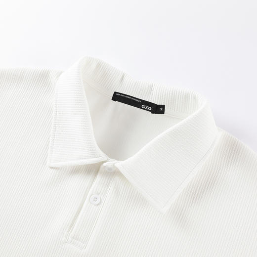 GXG男装夏季时尚条纹肌理感日常商务休闲双扣翻领Polo衫K&C 商品图4