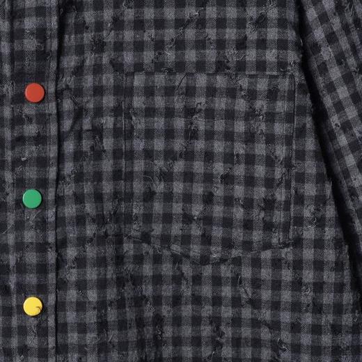 26CS18SDSA男士秋冬新款痞帅男装潮牌小格子磨破菱形格长袖衬衫百搭休闲 商品图2