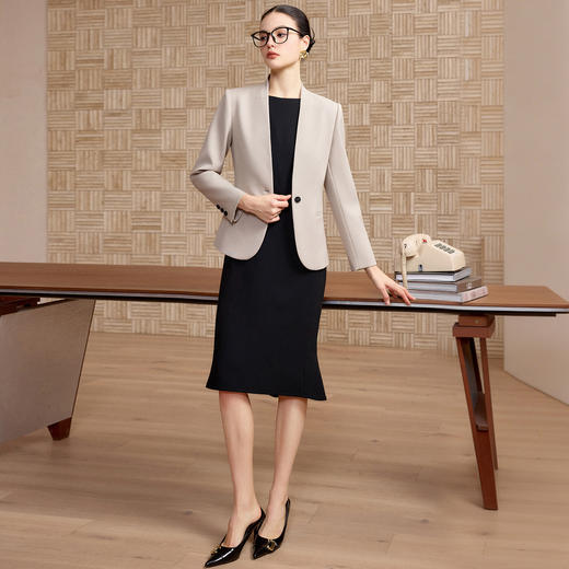 IWY/气质英伦风总裁西装套裙女春季高级感职场穿搭连衣裙两件套C2734+Q1422 商品图1