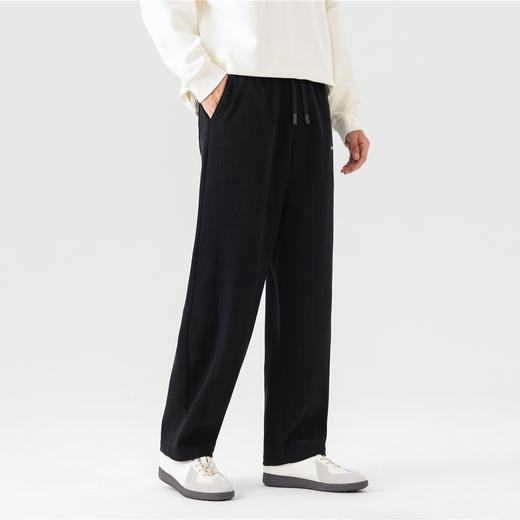 GXG男装26春季时尚松紧腰系绳日常通勤简约百搭男式直筒休闲长裤K&C 商品图2