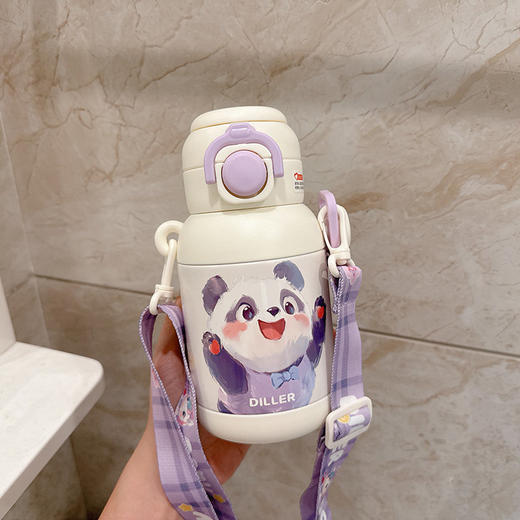 迪乐贝尔星愿马D9426-550ML双饮保温杯 小马/熊猫 商品图1