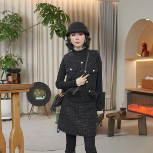 羊毛法式气质小香风拼接流苏高级感套装 M9245 商品图0