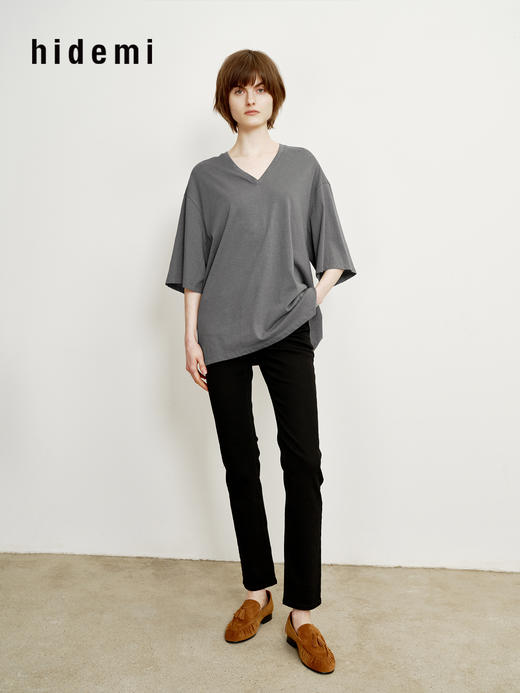 hidemi副线小h 修身显瘦黑色Slim小脚牛仔裤 商品图4