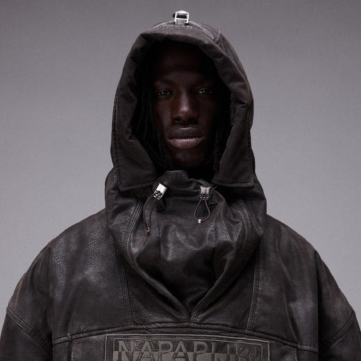 Napapijri 男士字母徽标 Skidoo PDF 防风连帽卫衣 黑灰色 NP0A8B9WFDY1 商品图3