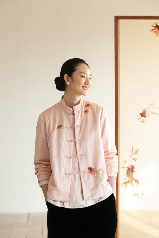 牧衣游原创 19姆米重磅丝棉手工刺绣棉衣复古新中式棉服薄款 逐春 商品图5