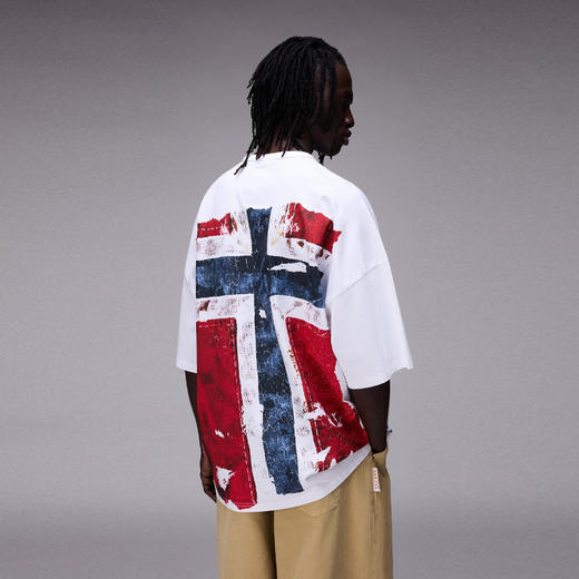 Napapijri 男士徽标印花棉质圆领短袖T恤 白色 NP0A8A6F0021 商品图4