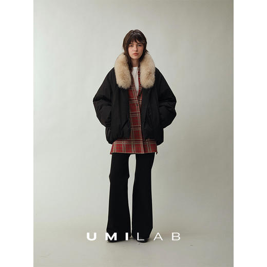UMILAB｜漫行*显瘦竹竿腿 高克重羊毛混纺超弹高腰微喇裤P1322W 商品图2