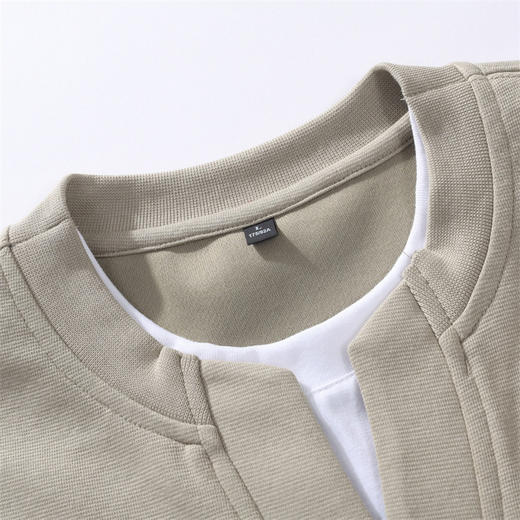 罗蒙春秋款男士落肩设计假两件卫衣百搭通勤宽松休闲上衣圆领套头卫衣 商品图5