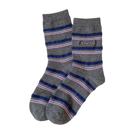 雀说秋冬季条纹中筒袜纯棉撞色潮搭女士袜子保暖百搭字母棉袜五组装ALW2512 商品图4